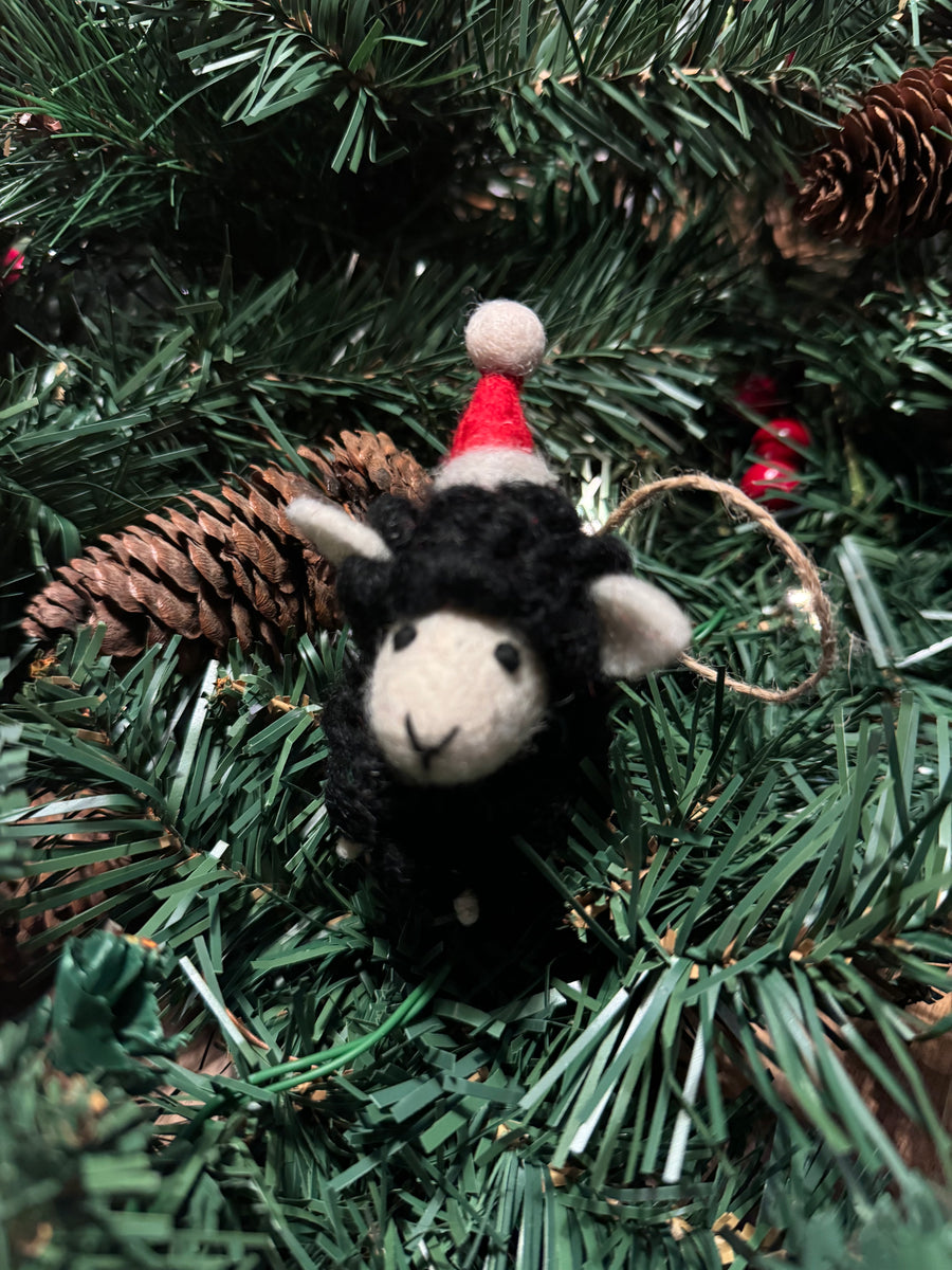 Fluffy Sheep with Christmas Hat