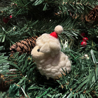 Fluffy Sheep with Christmas Hat